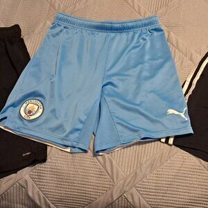 Puma Man City shorts plus Adidas shorts & 1 more